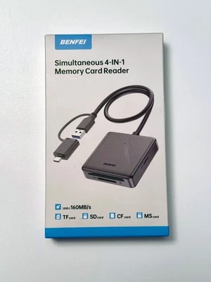 Benfei 4-IN-1 Memory Card Reader: USB-C & USB-A w/ TF, SD, CF and MS card slots - Image 1 of 2