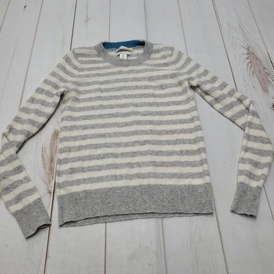 C&C California 100% cashmere 2 ply gray striped sweater crew neck  - Image 1 of 4
