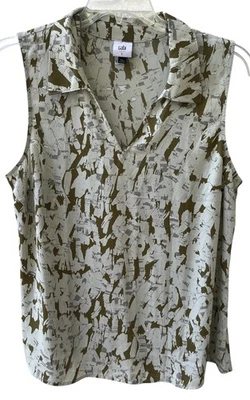 CAbi Flurry Top Sleeveless Collard V Neck #4356 Women’s Large - Image 1 of 4