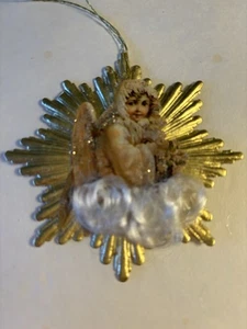 Weihnachtsbaum Dresdner Stern Papier Weihnachtsmann Ornament Engelshaar Handarbeit Unikat - Bild 1 von 4