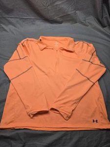 Pullover Under Armour para mujer XL 1/4 cremallera naranja melocotón ajustado manga larga - Imagen 1 de 9