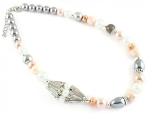 PARK LANE NEW DESIGNER STYLISH PEARL AND CRYSTAL AGATE NECKLACE (N19182) - Picture 1 of 1