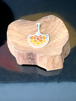 David Andersen Toril Bjorg Emaille Orange Modern Anhänger Sterlingsilber Norwegen - Bild 1 von 4