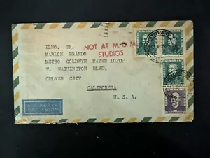 STAMP COVER OF MARLON BRANDO FROM ACTOR CHARLES MIRANDA FROM BRAZIL JUNE 28,1956 - Picture 1 of 2