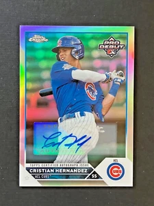 2023 Topps Pro Debut Chrome Refractor Auto Cristian Hernandez /99 Cubs Autograph - Picture 1 of 2