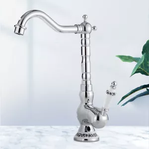 Antik Nostalgie Silber Wasserhahn Küche Retro Armatur Einhebelmischer Bad - Bild 1 von 6