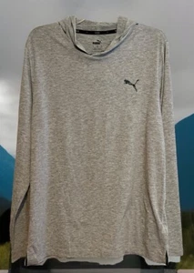 NWOT PUMA L GRAY LIGHTWEIGHT LONG SLEEVE SHIRT HOODIE MENS GOLF FISH HIKE - Picture 1 of 4