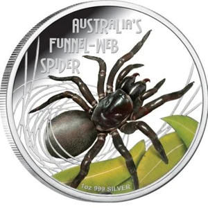 TUVALU 1 Dollar 2012 Silver 1 oz. Proof 'Funnel-Web Spider' - Picture 1 of 3