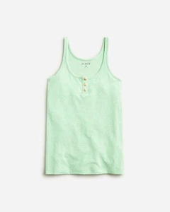 J Crew Women's Linen Blend Henley Tank Top Heather Mint Green Size S - Picture 1 of 1