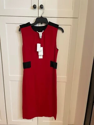 Nuevo con etiquetas Vestido Jacinta Diane von Furstenberg Rojo/Negro Talla 10 Foto 1 de 4