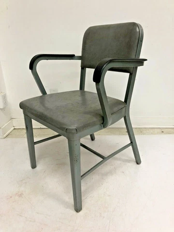 Vintage INDUSTRIAL OFFICE CHAIR desk tanker arm mid century modern steel 1960s Cover