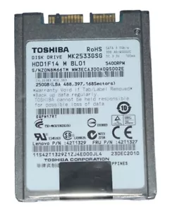 NUEVO Toshiba 250 GB Interno 5400 RPM 1.8" MK2533GSG MICROSATA HDD 577990-001 - Imagen 1 de 5