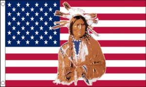 USA Indian Flag Chief Native Large 5 x 3 FT - Picture 1 of 7