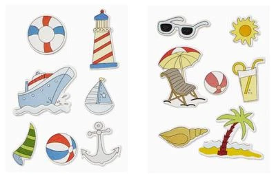 Holz-Sticker Urlaub Reise Meer, Streuteile Holz mit Klebepunkt, Hobbyfun 345- - Bild 1 von 2