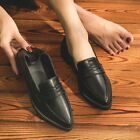 Women Leather Shoes Flats Slip On Loafers Brogue Shoes Thick Heel Oxfords