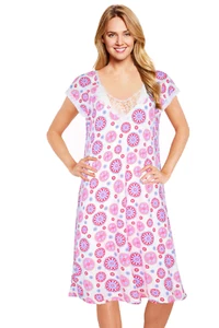 JEFFRICO Nightgowns For Women Short Sleeve Soft Sleepwear Comfy Nightshirts 803 - Picture 1 of 40