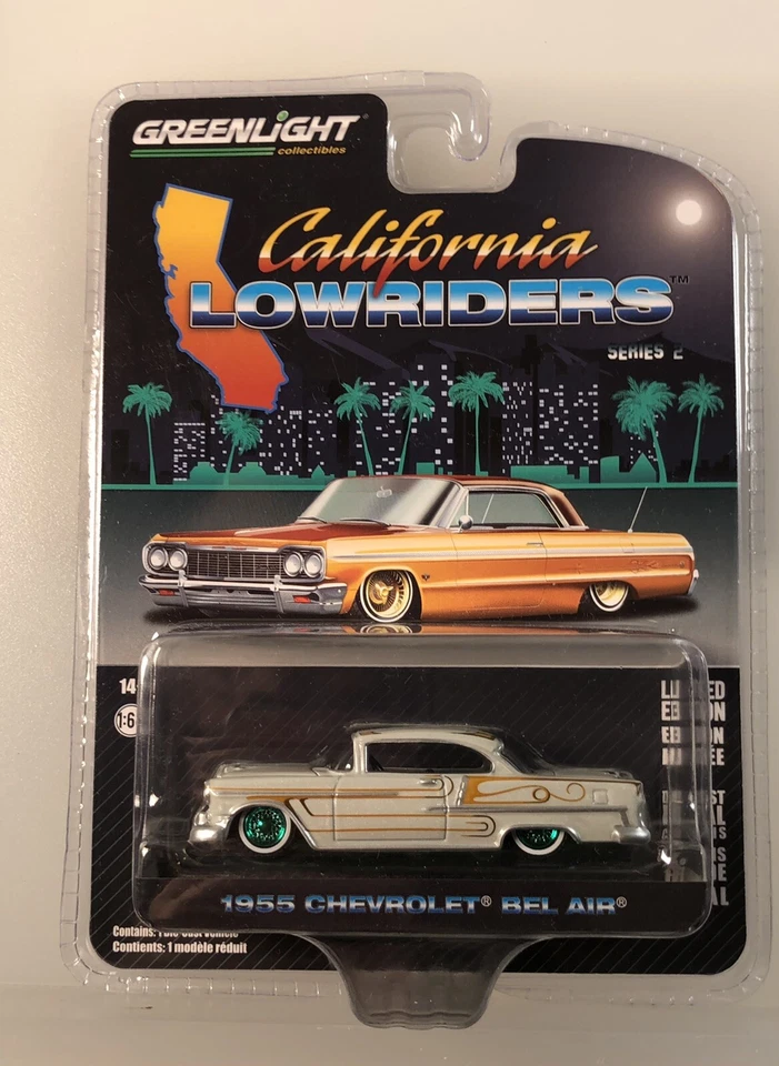 CHASE 1955 Chevrolet Bel Air - Gray & Gold 1 64 Scale Diecast- Greenlight 63030A
