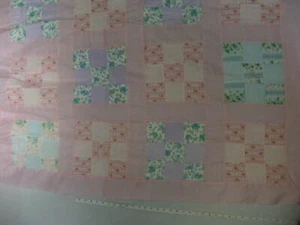 Pieced Quilt Top,"Checkerboard-3" Pink Sashing & Border",62" x 38" - Picture 1 of 1