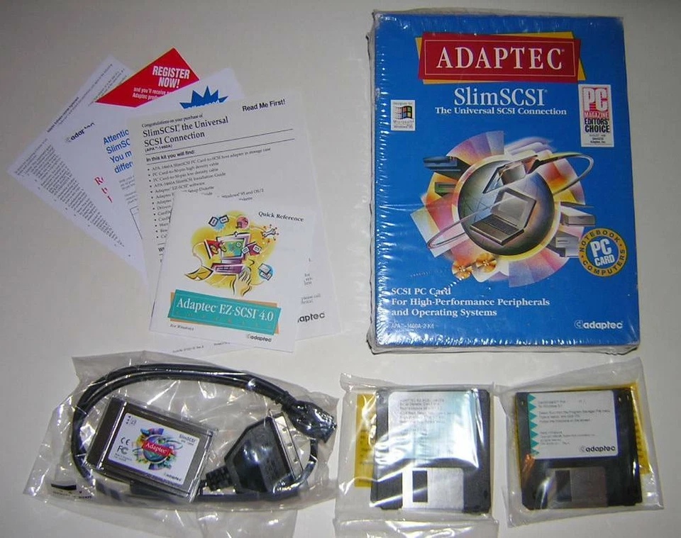 Adaptec SlimSCSI PCMCIA SCSI Adapter PC Card 1460A with Cable & Software NEW - Image 1 of 1