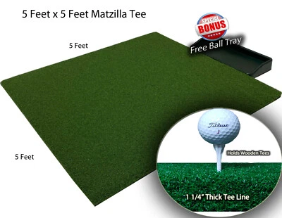 Camiseta de madera de 5' x 5' Elite hierba alfombrilla de golf astillado campo de prácticas bandeja de pelotas Foto 1 de 4