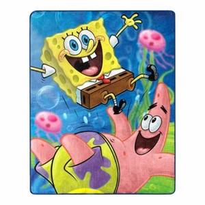 SPONGEBOB SCHWAMMKOPF SEIDIG WEICH ÜBERWURF DECKE, 40 X 50 Reise, Zuhause oder jederzeit. - Bild 1 von 2