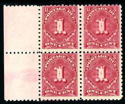 Scott J52 OG MNH FVF US 1914 Postage Due Margin Block SCV $900 - Image 1 of 2