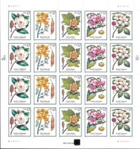 US #3193-3197 MNH M/S 1998 Flowering Tree Magnolia Poplar Dogwood [Pos 5 B22222] - Picture 1 of 1