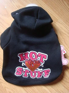WAG-A-TUDE Black VALENTINE'S DAY Hoodie "HOT STUFF" Puppy/Dog xsmall  - Picture 1 of 1
