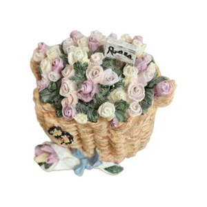 Vintage Rose Basket Stamp Holder ~ Resin - Picture 1 of 3