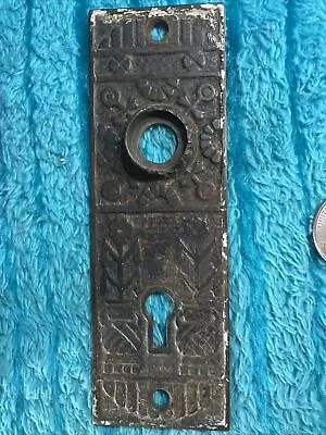 Antique 1890s? Eastlake Style Cast Metal Bronze Door Backplate Skeleton Keyhole • 9.95$