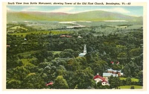 Südansicht Schlachtdenkmal Kirchturm Vintage Postkarte Leinen Bennington Vintage - Bild 1 von 2