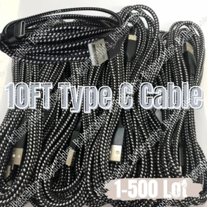 Lot 10ft USB Type C Fast Charger Cable Charging Cord For Samsung S8 S9 iPhone 15 - Picture 1 of 10