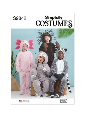 SIMPLICITY 9842 CHILD'S ANIMAL COSTUMES Sewing Pattern Size 3-8 AVERAGE - Image 1 of 4