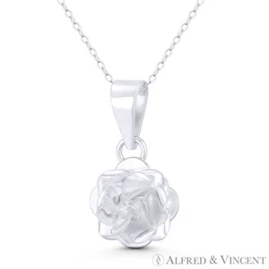 Dije Rosa Flor Amor y Romance 3D 29x16mm Colgante en Plata Esterlina 925 Sólida - Imagen 1 de 1