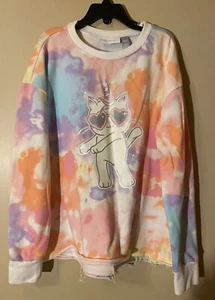 The Children’s Place Girls Tie Dyed Kittie/Unicorn Shirt Size 10/12 - Picture 1 of 5