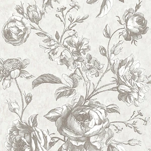 Vliestapete Rosen Muster Struktur Vintage Optik Blumen hellgrau creme 387001 - Bild 1 von 6