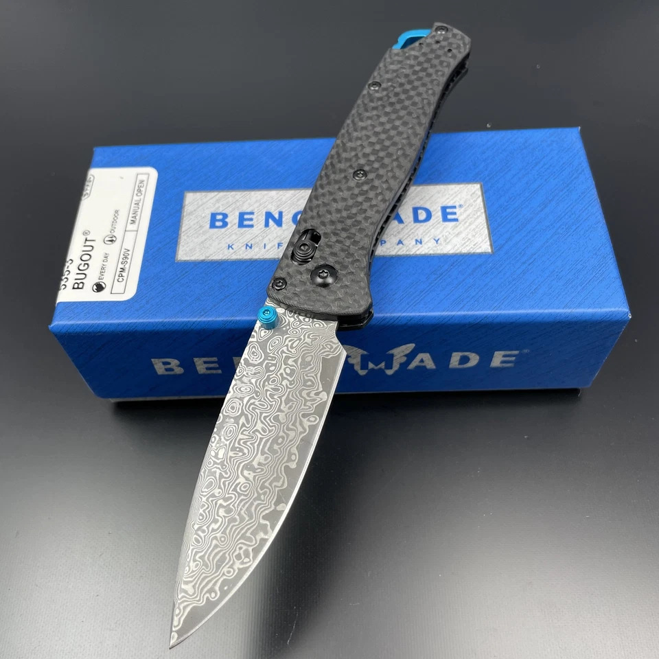 Benchmade 535 Bugout Damascus Steel Blade Military Outdoor Hunting Knife