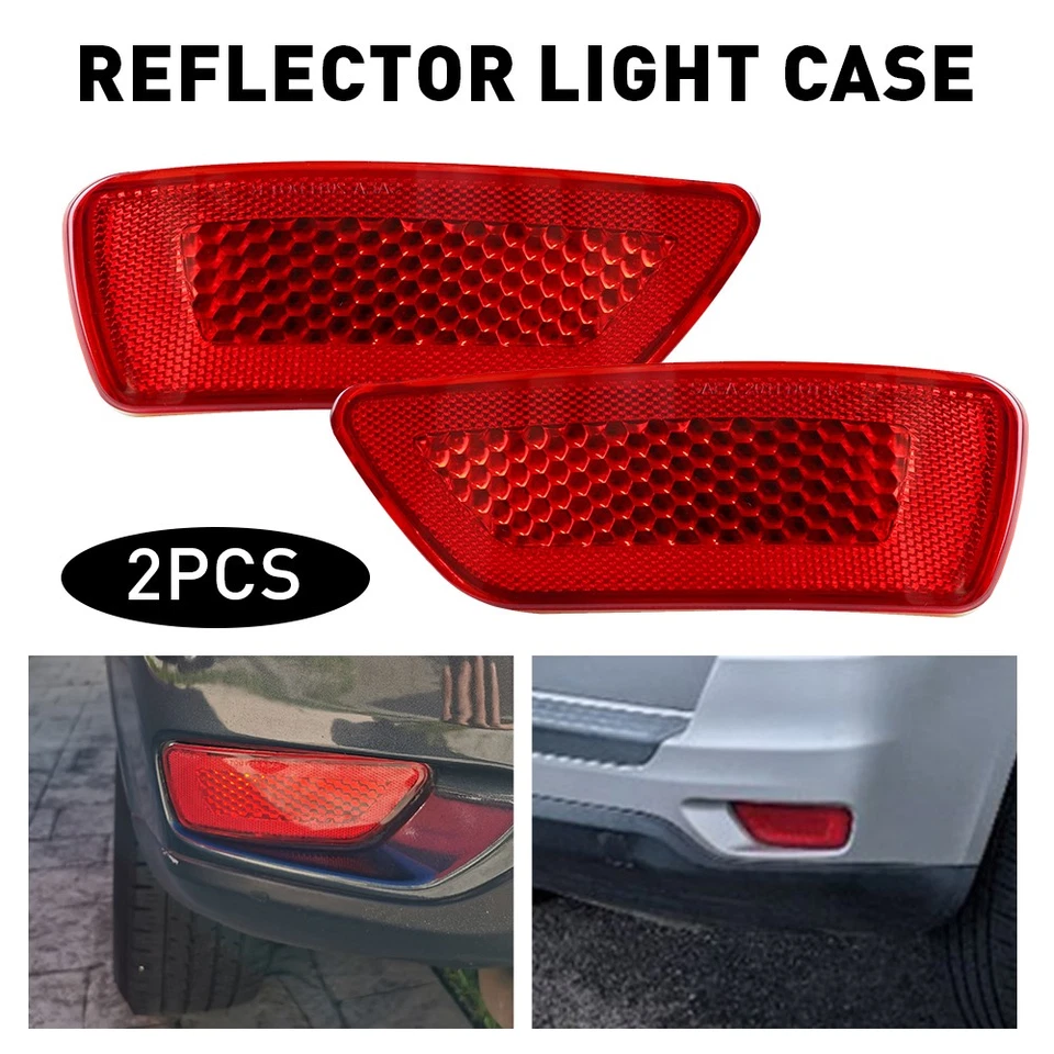 2X LEFT & RIGHT SIDE REAR BUMPER LIGHT REFLECTOR FOR DODGE JOURNEY JEEP COMPASS - Imagem 1 de 4