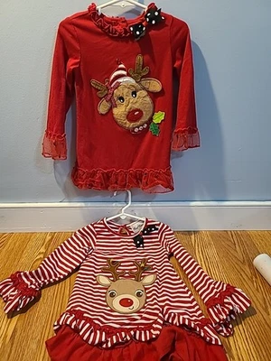 Camisas de renos para niñas de ediciones raras talla 4t. Lindas Camisas de Navidad! Foto 1 de 4