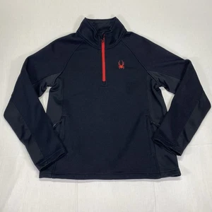 Spyder Sweater Mens Medium 1/4 Zip Long Sleeve Outdoor Lightweight Black Pockets - Picture 1 of 8