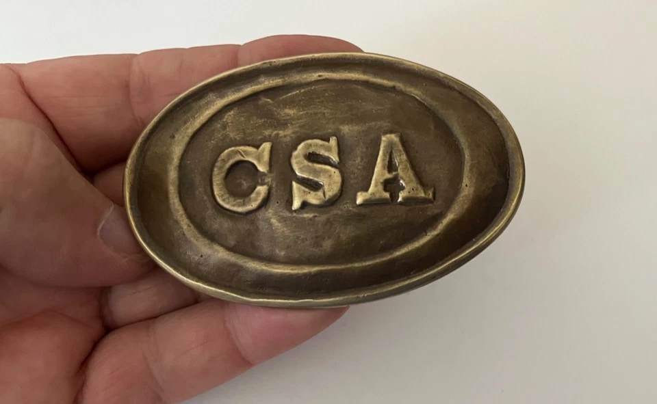 Placa de cinturón CSA de la Guerra Civil 1861-1865 reproducción perejil de latón macizo Foto 1 de 4