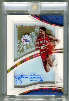 Julius Erving 76ers 2017-18 Panini Immaculate Autograph #SS-JEV Auto #21/25 - Image 1 of 2