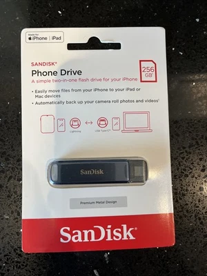 SanDisk 256GB Phone Drive for iPhone (Blue) USB-C & Lightning,SDIXD0N-256G-GN6NE - Image 1 of 2