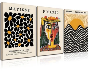 3 Pack Framed Gallery Wall Art Picasso Matisse Bauhaus Set Canvas Prints Abst... - Picture 1 of 7