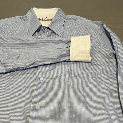 Camisa Robert Graham XL Azul Rayas Geométrica Abotonada Puño Enrollado Hombres-2807 Foto 1 de 4