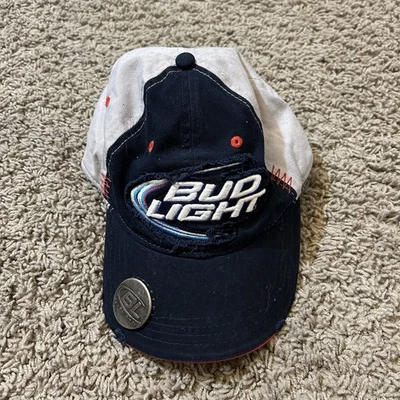2013 Bud Light Beer Budweiser Strapback Blue/Gray Cap w/Silver Bottle Cap Opener - Image 1 of 4