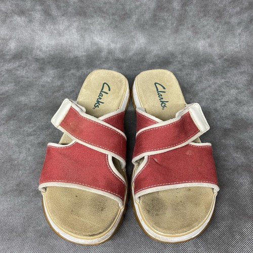 Sandali Clarks Slides Hyannis rosso tortora tela donna 7 M gancio e passante 33548