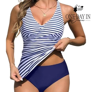 Costume da bagno Tankini Yonique taglie forti twist davanti taglia 18W - Foto 1 di 7