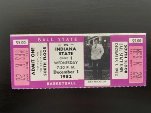 Vintage Ball State Vs Indiana State Unused Ticket December 1, 1982 - Picture 1 of 2