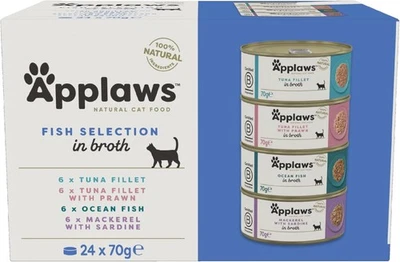 Applaws Natural Wet Cat Food Multipack Selection in Broth 70 g Tin (Pack of 24)